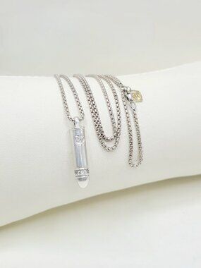 David Yurman Bullet Pendant Necklace w/ Pavé White Diamonds - 22.75" - RARE